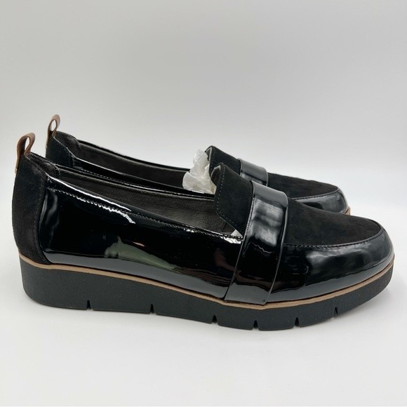 Dr Scholls Women's Webster Black Faux Suede & Patent Slip On Loafers Shoes 8.5 - Picture 2 of 13